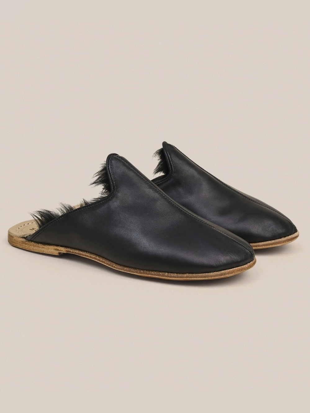 Sabah Fur Lined Black Mules 39